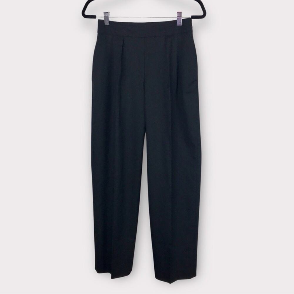 Carolina Herrera Virgin Wool Black Dress Pants Hi-Rise Wide Leg & Light XS/0